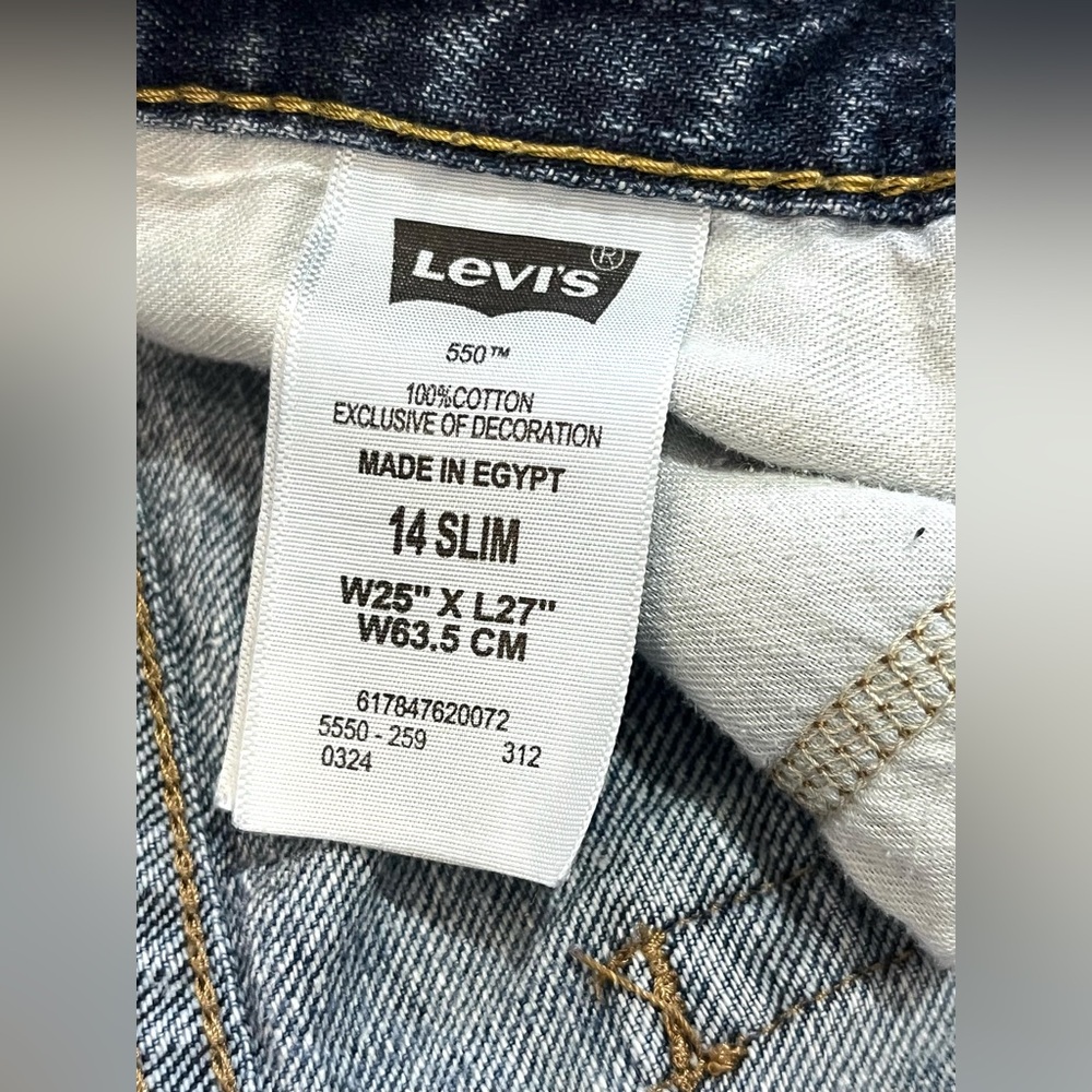 Levi’s 550 Relaxed Boys Classic Blue Denim 100% Cotton Casual Jeans Size 14 Slim - Picture 13 of 16